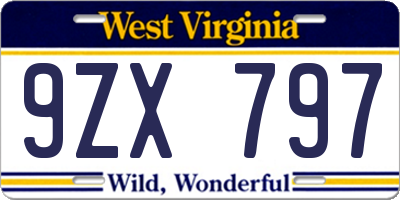 WV license plate 9ZX797