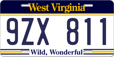 WV license plate 9ZX811