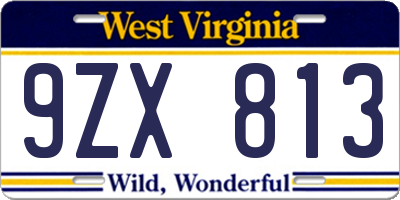 WV license plate 9ZX813