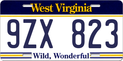 WV license plate 9ZX823