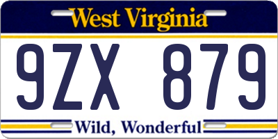 WV license plate 9ZX879