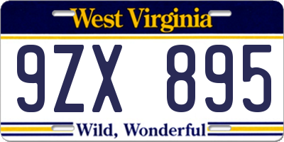 WV license plate 9ZX895