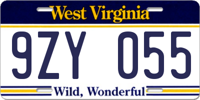 WV license plate 9ZY055