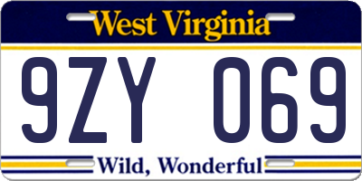 WV license plate 9ZY069
