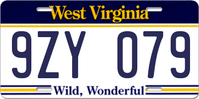 WV license plate 9ZY079