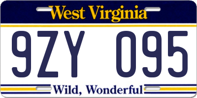 WV license plate 9ZY095