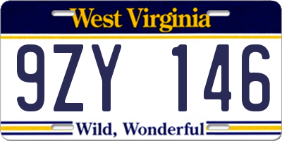WV license plate 9ZY146