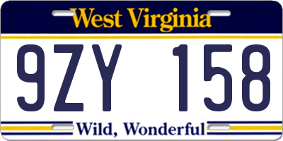 WV license plate 9ZY158