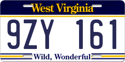 WV license plate 9ZY161