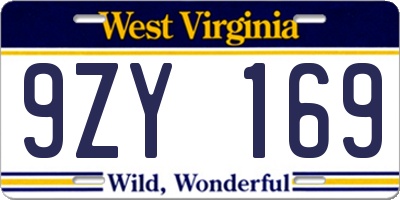 WV license plate 9ZY169