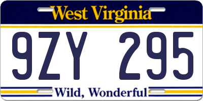 WV license plate 9ZY295