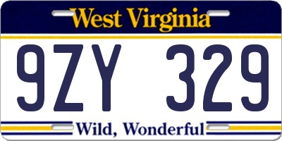 WV license plate 9ZY329