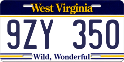 WV license plate 9ZY350