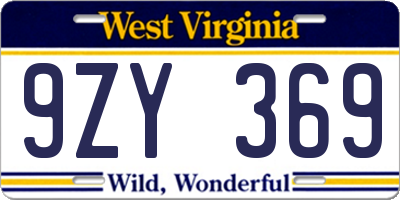 WV license plate 9ZY369