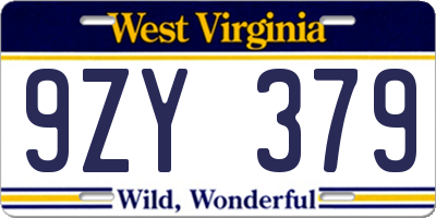 WV license plate 9ZY379