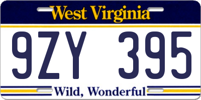 WV license plate 9ZY395