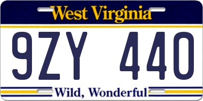 WV license plate 9ZY440