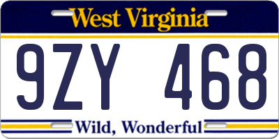 WV license plate 9ZY468