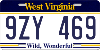 WV license plate 9ZY469