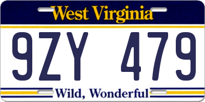 WV license plate 9ZY479