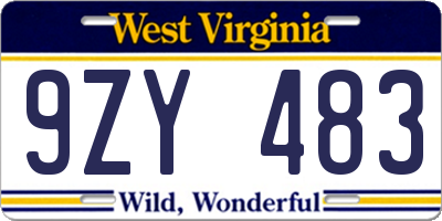 WV license plate 9ZY483
