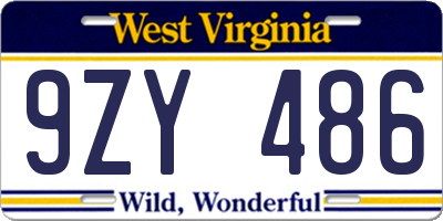 WV license plate 9ZY486