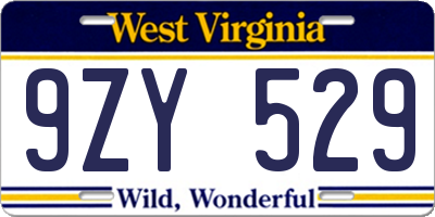 WV license plate 9ZY529