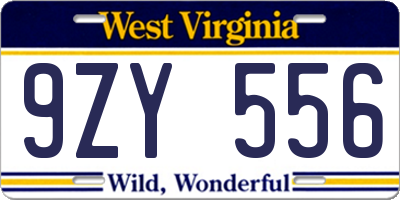 WV license plate 9ZY556