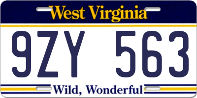 WV license plate 9ZY563