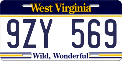 WV license plate 9ZY569