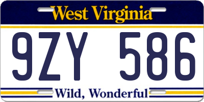 WV license plate 9ZY586