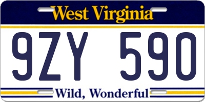 WV license plate 9ZY590