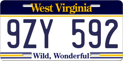 WV license plate 9ZY592