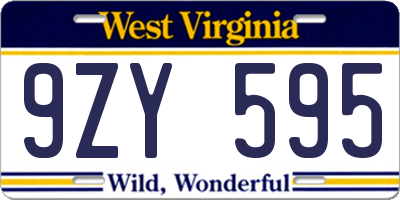 WV license plate 9ZY595