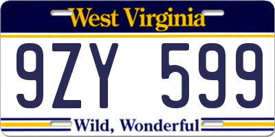 WV license plate 9ZY599