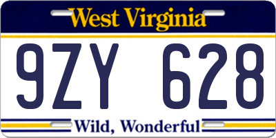 WV license plate 9ZY628