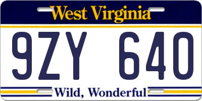 WV license plate 9ZY640