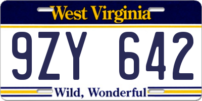 WV license plate 9ZY642