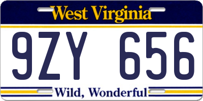 WV license plate 9ZY656