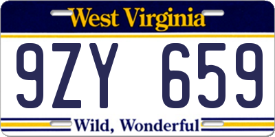 WV license plate 9ZY659