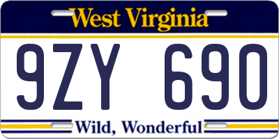 WV license plate 9ZY690