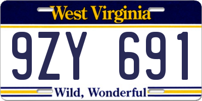 WV license plate 9ZY691