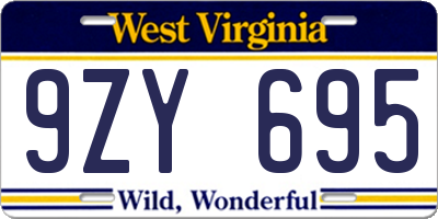 WV license plate 9ZY695