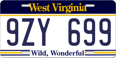 WV license plate 9ZY699