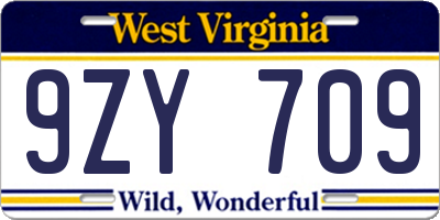 WV license plate 9ZY709