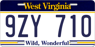 WV license plate 9ZY710
