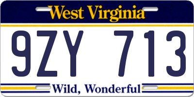 WV license plate 9ZY713