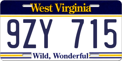WV license plate 9ZY715