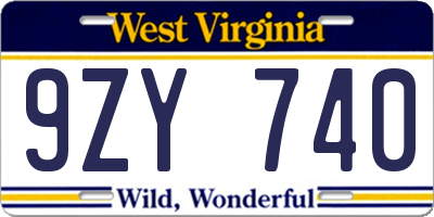 WV license plate 9ZY740