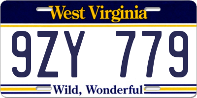 WV license plate 9ZY779